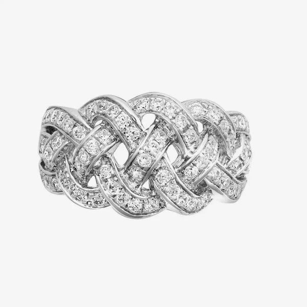 18ct White 1.12ct Diamond Plaited Ring HEERA DIAMONDS