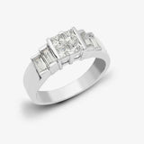 18ct White 1.36ct P.cut & Baguette Diamond Ring HEERA DIAMONDS