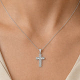 18ct White Cut & Baguette Natural Diamond Cross
