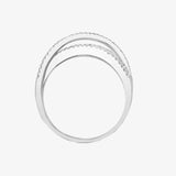 18ct White Dia-0.36ct Emerald-0.53ct Crossover Ring HEERA DIAMONDS