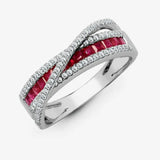 18ct White Diamond-0.36ct Ruby-0.63ct Crossover Ring HEERA DIAMONDS