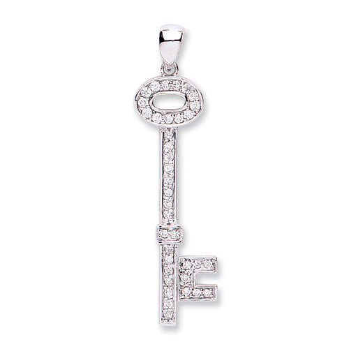 18ct White Gold 0.22ct Diamond Key Hanron Jewellery