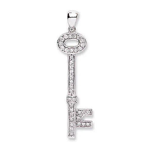 18ct White Gold 0.22ct Diamond Key Hanron Jewellery