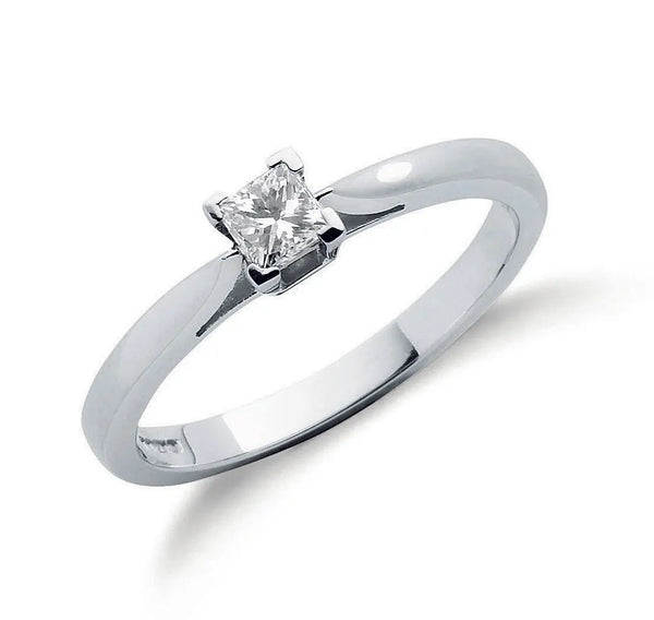 18ct White Gold 0.25ct Princess Cut Diamond Engagement Ring Hanron Jewellery