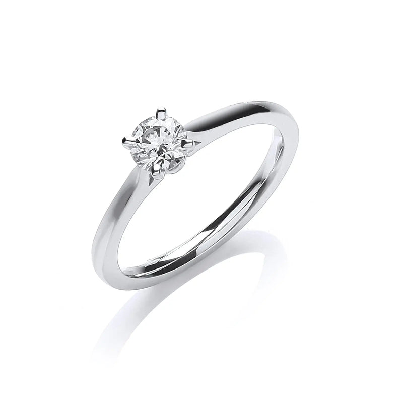 18ct White Gold 0.30ct Certificated Solitaire Ring HEERA DIAMONDS