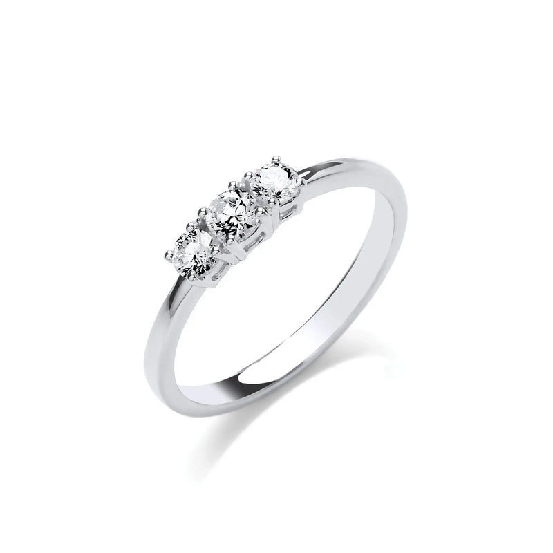 18ct White Gold 0.33ct Diamond Trilogy Ring Hanron Jewellery