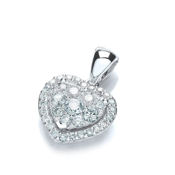 18ct White Gold 0.40ct Diamond Heart Pendant HEERA DIAMONDS