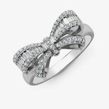 18ct White Gold 0.46ct Diamond R.B.C & Baguette Bow Ring HEERA DIAMONDS