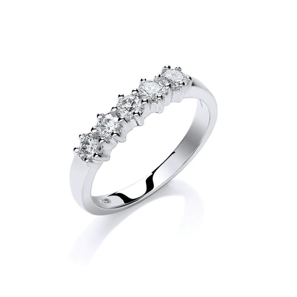 18ct White Gold 0.50ct 5 Stone Diamond Eternity Ring HEERA DIAMONDS