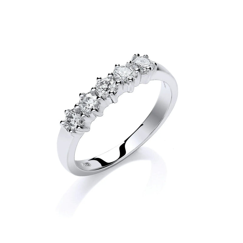 18ct White Gold 0.50ct 5 Stone Diamond Eternity Ring HEERA DIAMONDS