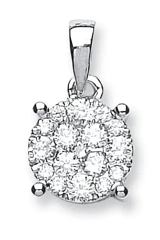 18ct White Gold 0.50ct Diamond Cluster Pendant HEERA DIAMONDS