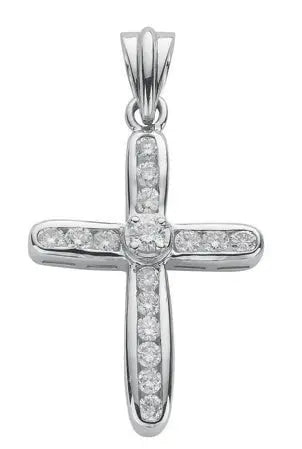 18ct White Gold 0.50ct Diamond Cross Hanron Jewellery