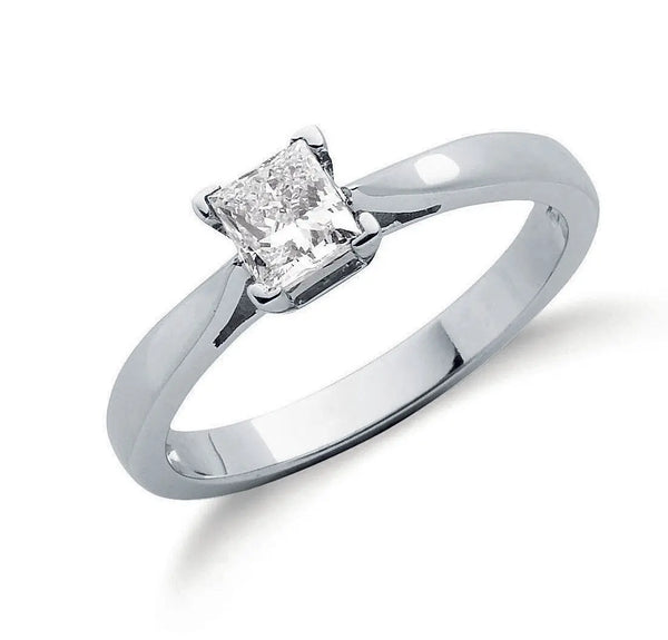 18ct White Gold 0.50ct Princess Cut Diamond Engagement Ring Hanron Jewellery