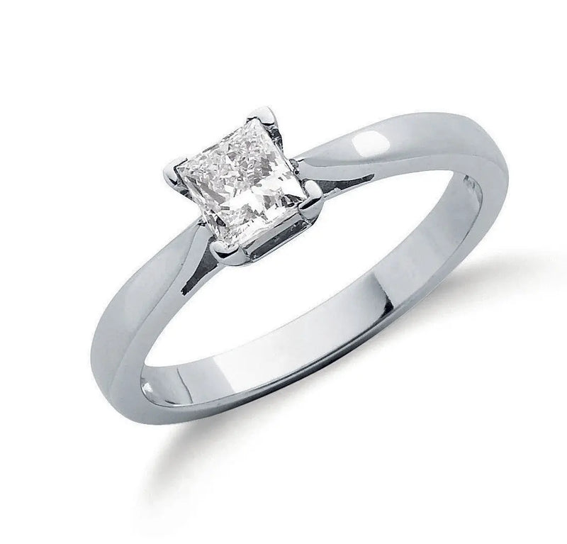 18ct White Gold 0.50ct Princess Cut Diamond Engagement Ring Hanron Jewellery