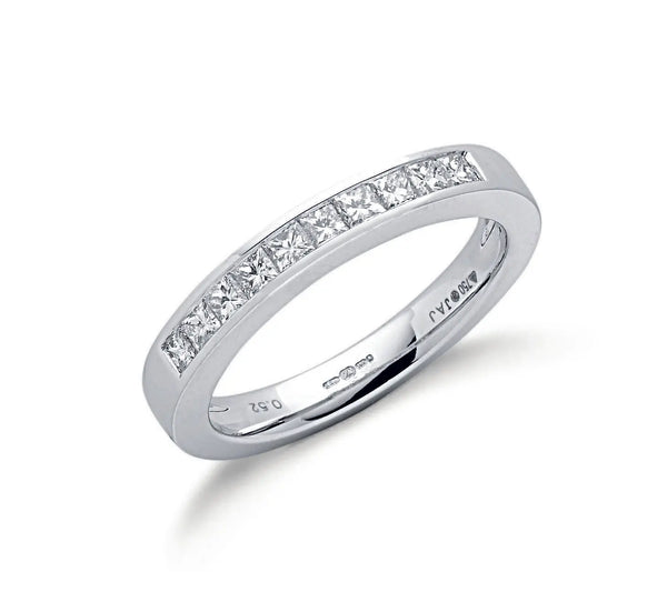 18ct White Gold 0.50ctw Princess Cut Diamond Eternity Ring Hanron Jewellery