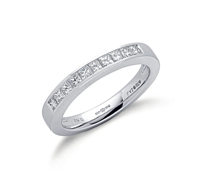18ct White Gold 0.50ctw Princess Cut Diamond Eternity Ring Hanron Jewellery