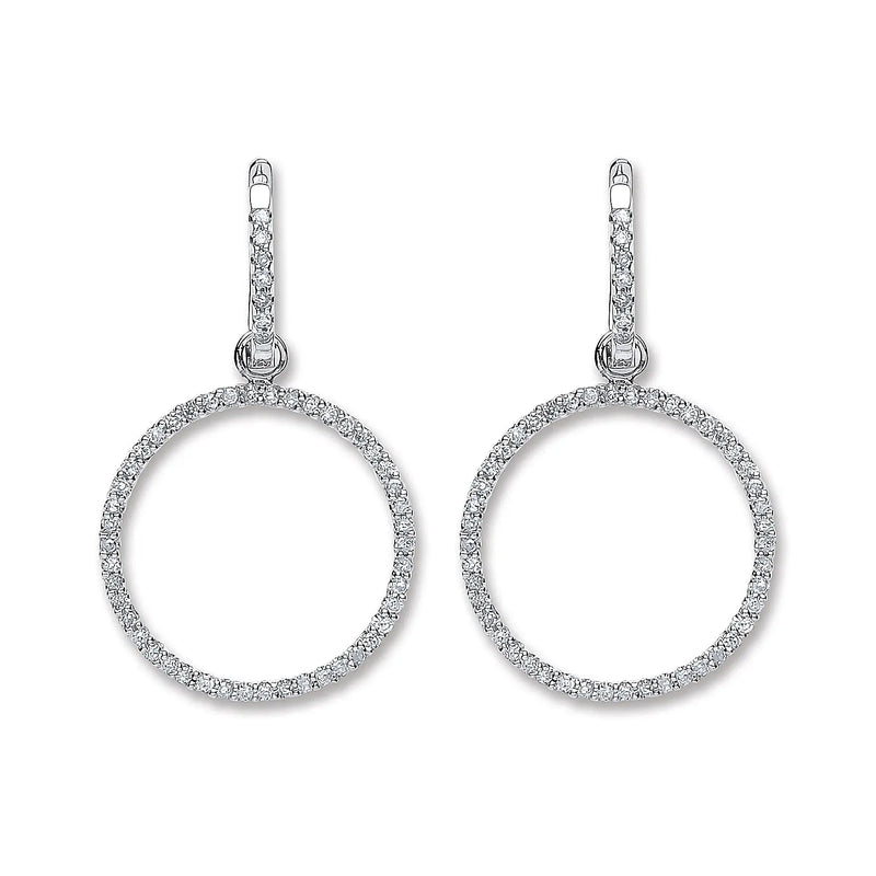 18ct White Gold 0.55ct Diamond Drop Earrings Hanron Jewellery