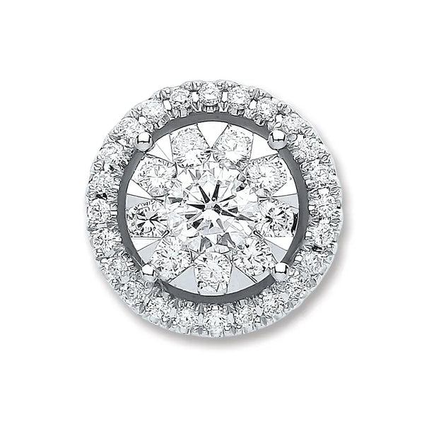 18ct White Gold 0.60ct Diamond Cluster Pendant HEERA DIAMONDS