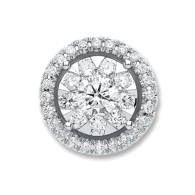 18ct White Gold 0.60ct Diamond Cluster Pendant HEERA DIAMONDS