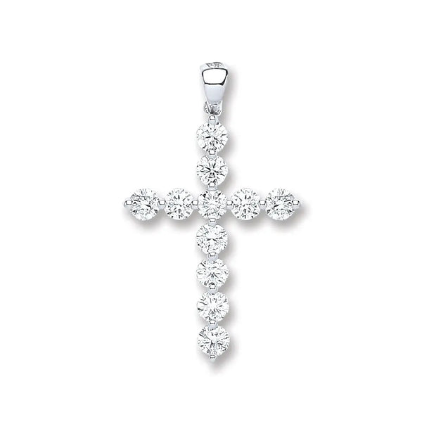 18ct White Gold 0.70ct Diamond Cross Pendant HEERA DIAMONDS