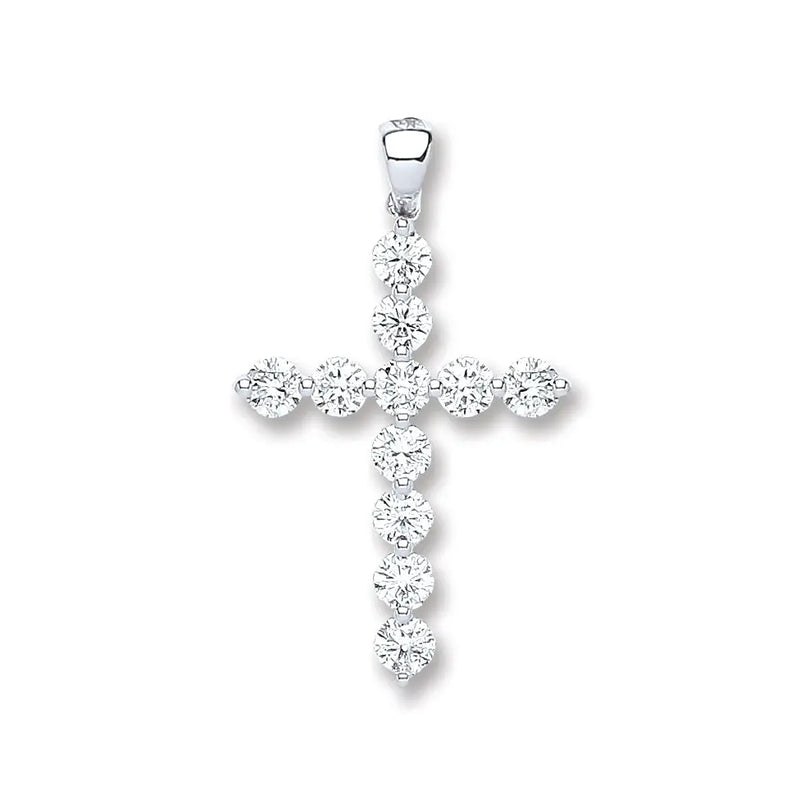 18ct White Gold 0.70ct Diamond Cross Pendant HEERA DIAMONDS