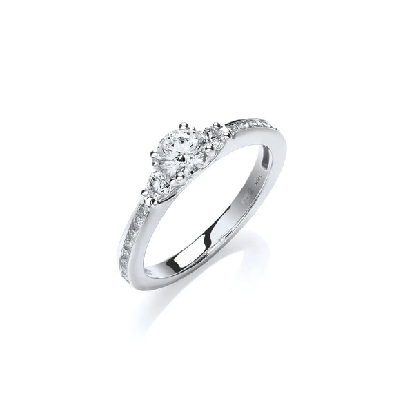 18ct White Gold 0.70ct Fancy Trilogy Ring Hanron Jewellery