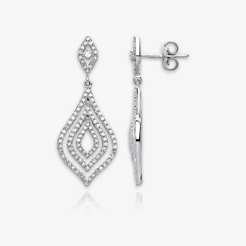 18ct White Gold 0.75ct Dia Drop Earrings HEERA DIAMONDS