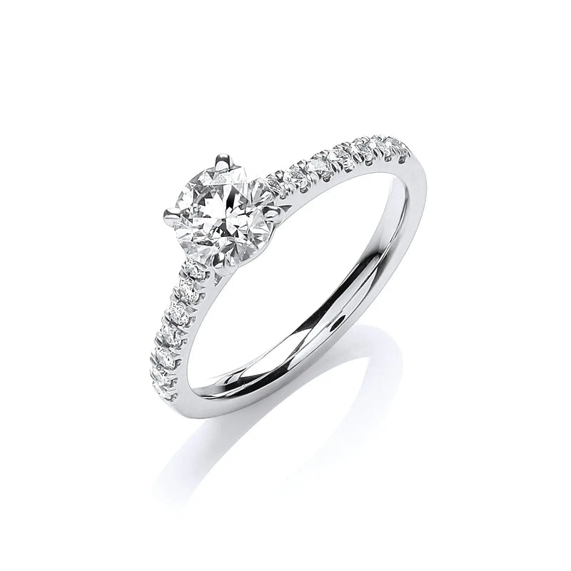 18ct White Gold 0.90ctw Certificated Engagement Ring Hanron Jewellery