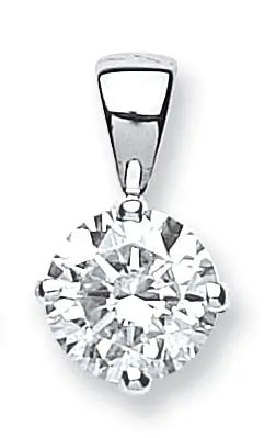 18ct White Gold 1.00ct Claw Set Diamond Solitaire Pendant HEERA DIAMONDS