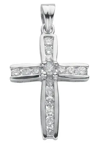 18ct White Gold 1.00ct Diamond Cross HEERA DIAMONDS