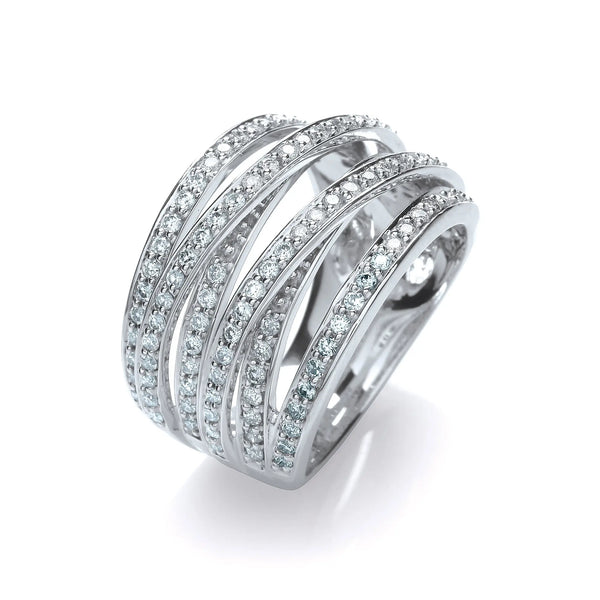 18ct White Gold 1.00ct Diamond Dress Ring Hanron Jewellery