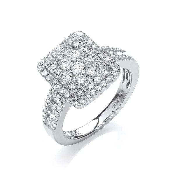 18ct White Gold 1.00ct Diamond Dress Ring Hanron Jewellery