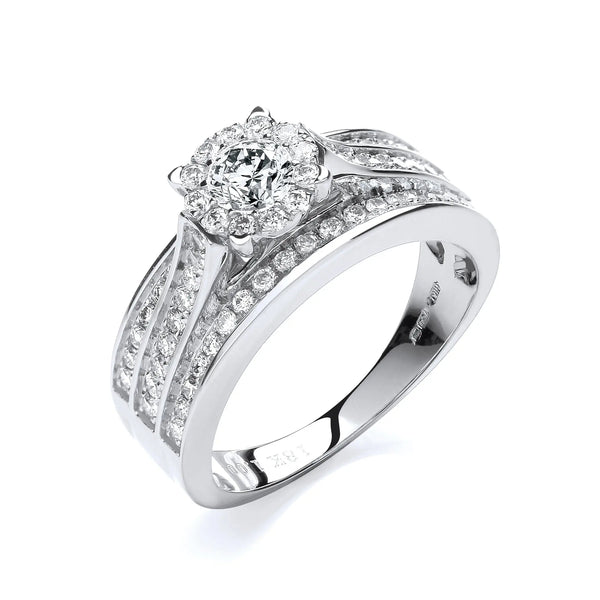 18ct White Gold 1.00ct Diamond Dress Ring Hanron Jewellery