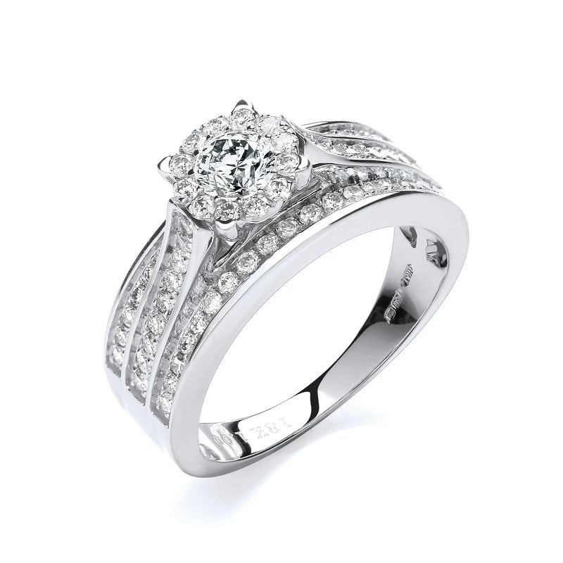 18ct White Gold 1.00ct Diamond Dress Ring Hanron Jewellery