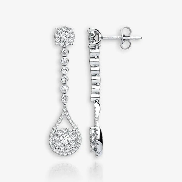 18ct White Gold 1.00ct Diamond Pear Shape Design Drop Earring. HEERA DIAMONDS