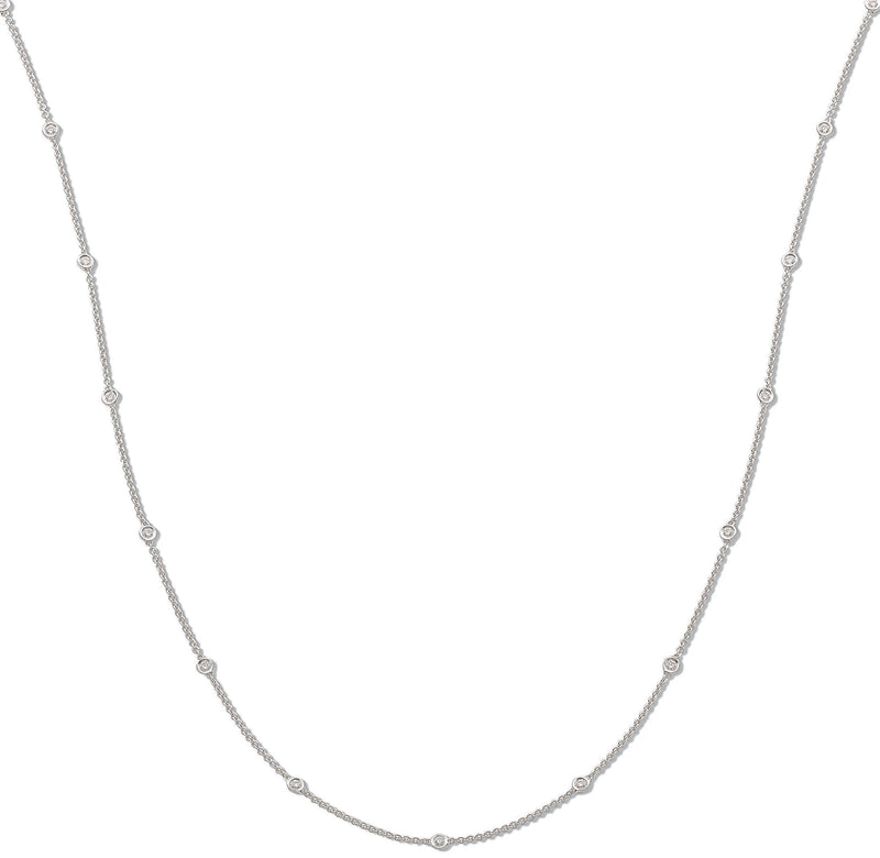 18ct White Gold 1.00ct Diamond by the yard Necklace (36in/91cm) Hanron Jewellery
