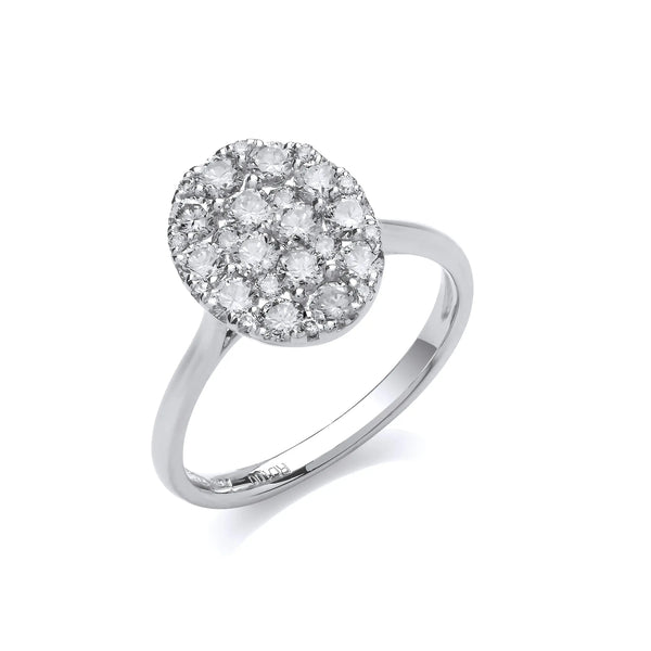 18ct White Gold 1.00ct Oval Dress Ring Hanron Jewellery