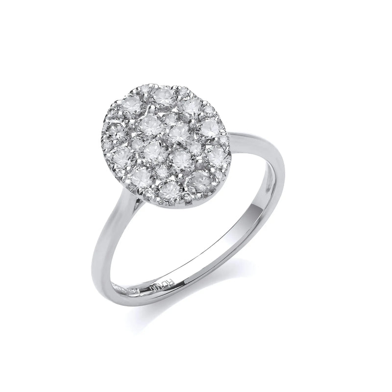 18ct White Gold 1.00ct Oval Dress Ring Hanron Jewellery