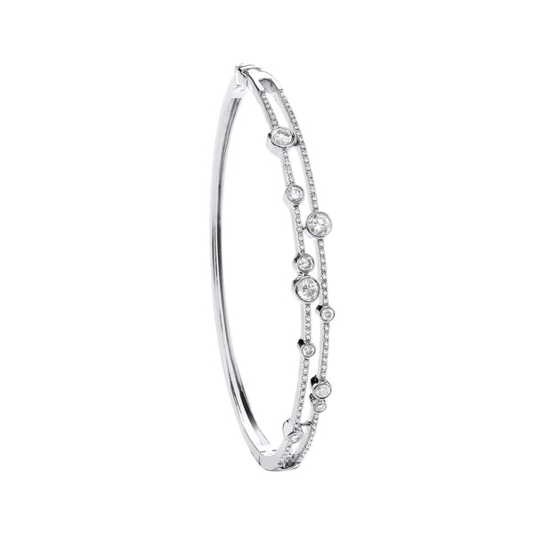 18ct White Gold 1.00ctw Dress Diamond Bangle Hanron Jewellery