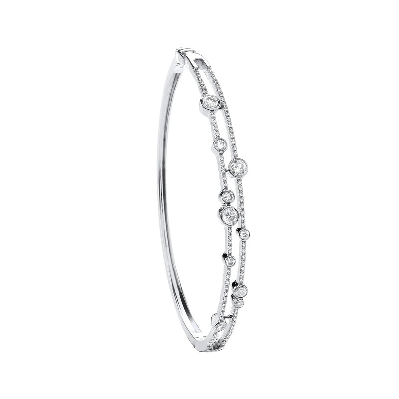 18ct White Gold 1.00ctw Dress Diamond Bangle Hanron Jewellery