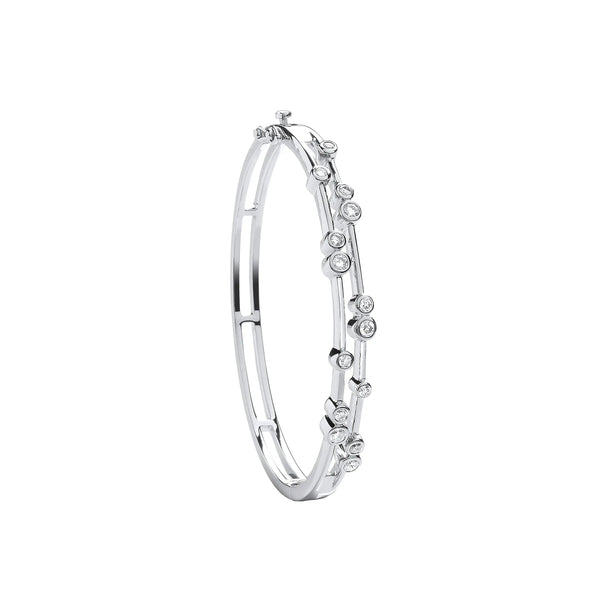 18ct White Gold 1.00ctw Dress Diamond Bangle Hanron Jewellery
