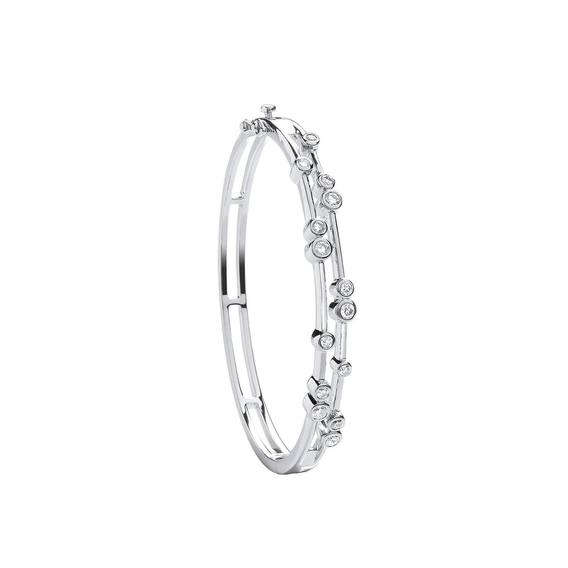 18ct White Gold 1.00ctw Dress Diamond Bangle Hanron Jewellery