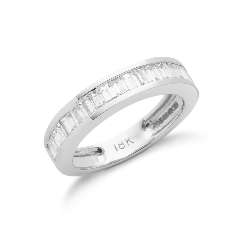 18ct White Gold 1.00ctw Half ET Baguette Cut Diamond Eternity Ring Hanron Jewellery
