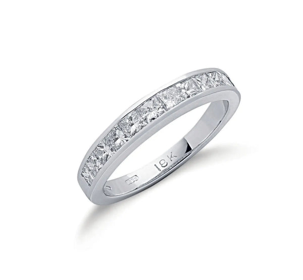 18ct White Gold 1.00ctw Princess Cut Diamond Eternity Ring Hanron Jewellery