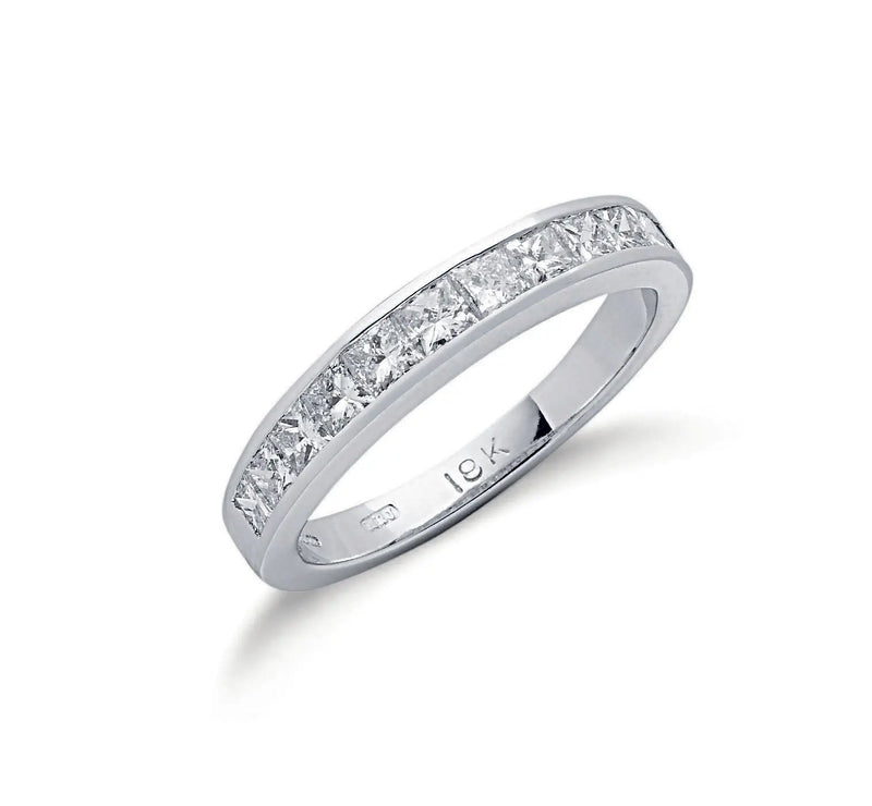 18ct White Gold 1.00ctw Princess Cut Diamond Eternity Ring Hanron Jewellery