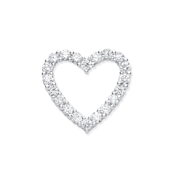 18ct White Gold 1.01ct Heart Shaped Drop Pendant Hanron Jewellery