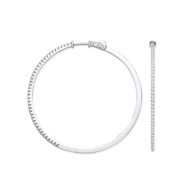 18ct White Gold 1.1ctw Claw Set Hoop Earrings HEERA DIAMONDS