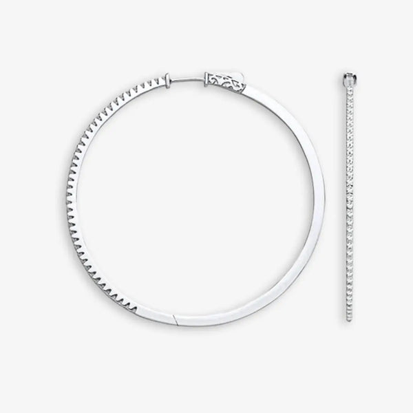 18ct White Gold 1.1ctw Claw Set Hoop Earrings HEERA DIAMONDS