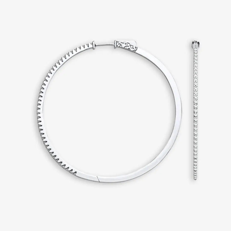 18ct White Gold 1.1ctw Claw Set Hoop Earrings HEERA DIAMONDS