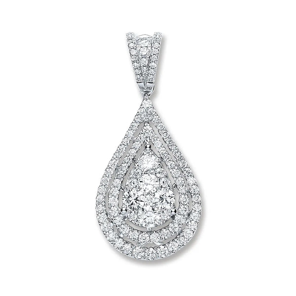 18ct White Gold 1.30ct Diamond Drop Pendant HEERA DIAMONDS